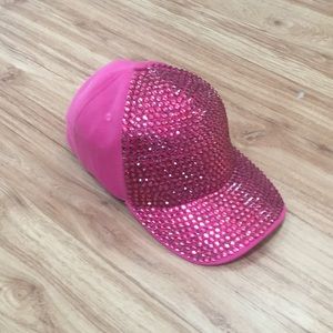 Rhinestone encrusted pink baseball cap